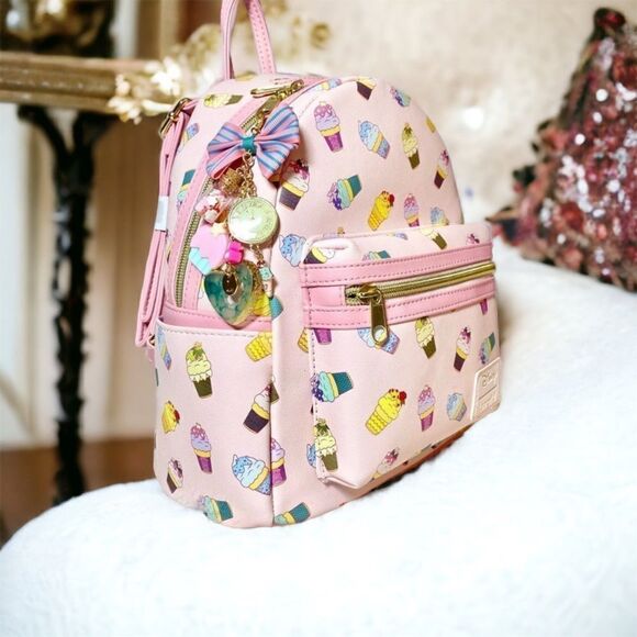 NWT Disney Loungefly Ice Cream Mini Backpack with Bag Charm - Picture 1 of 7